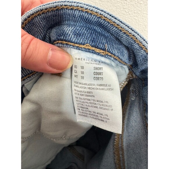 American Eagle Sz 10 Short Stretch Mom Jean Campus Brights High Waist Distressed - Picture 12 of 15